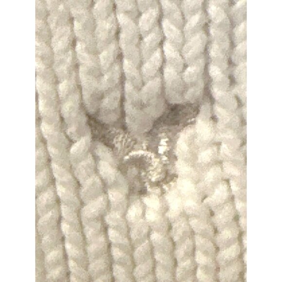 American Eagle Outfitters White Cotton Knit Zip Sweater With High Collar Pockets - Picture 11 of 13